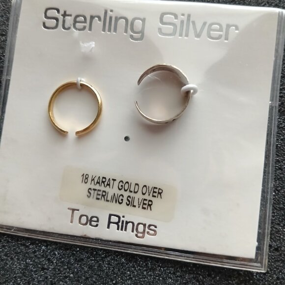 Sterling Silver & 18K Gold Over Sterling Toe Rings Set of 2 NWT (Missing 1) - Picture 3 of 5